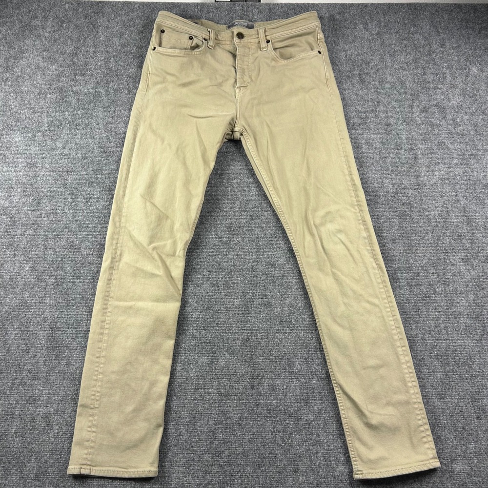 Revtown Sharp Decade Denim Mens 32x34 Tan Khaki Slim Straight Stretch‎ Jeans